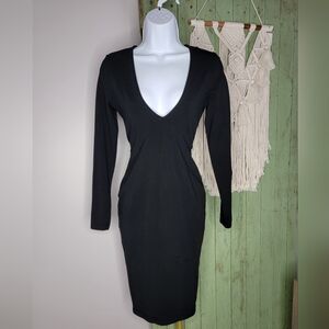 Express XS Black Deep V-Neck Dress